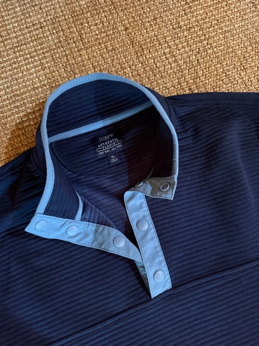 JCrew Navy Blue Pullover with Light Blue Trim XL